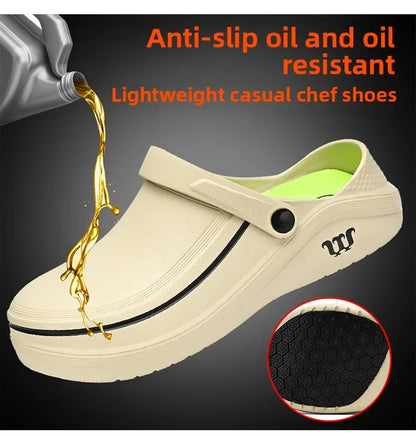 Men's Casual Clogs Shoes Waterproof and Oil-Proof Low-Top Non-Slip Chef Shoes Doctor & Nurse Work Sandals