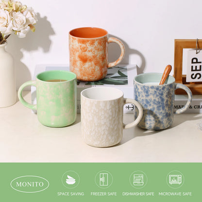 17 OZ Modern Colorful Stoneware Ceramic Coffee Mugs Set Set with Handle for Tea Latte Milk Cocoa 4 Pieces