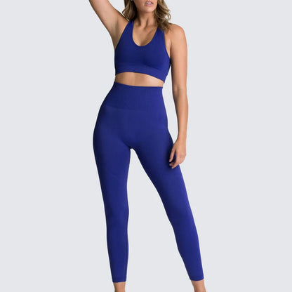 Custom Logo Women's Solid Sportswear Suit Low Neck Push up Bra and  Seamless Scrunch Butt Leggings Set Fitness Yoga Wear Suit