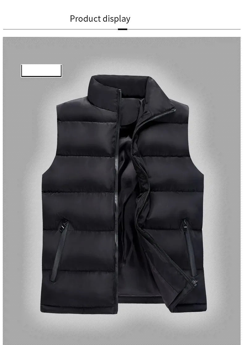 Men spring and fall Jacket Winter Men Vest For Down Cotton Sleeveless Jacket Waistcoat Man Big Size Warm Mens Coat