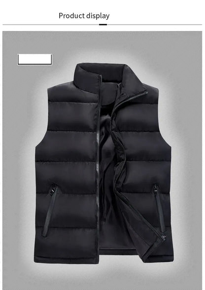 Men spring and fall Jacket Winter Men Vest For Down Cotton Sleeveless Jacket Waistcoat Man Big Size Warm Mens Coat