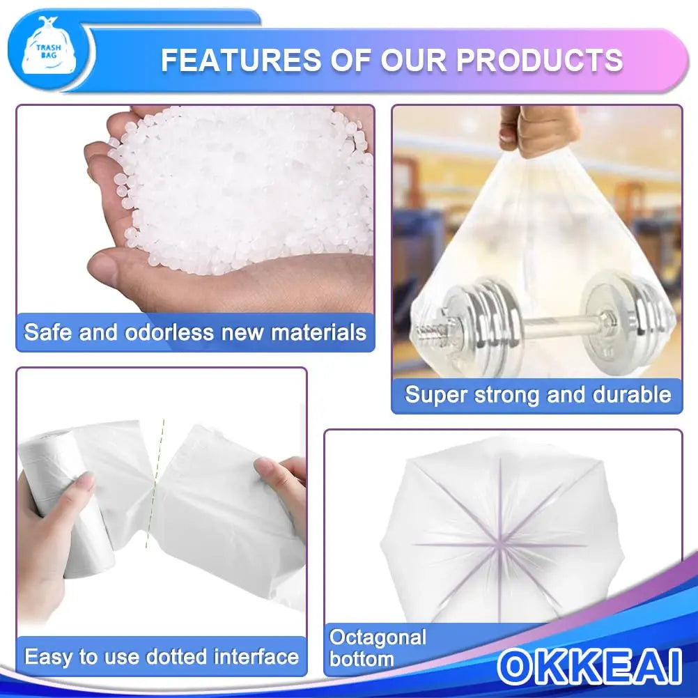3 Gallon Small Trash Bags 120 Counts White Garbage Bags Small Bathroom Trash Can Bags 10L Wastebasket Liners Home Office Kitchen