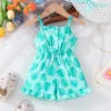 2025 New Girls' Casual Printed Pants Cute Floral Baby Pants European and American Cross-Border Made From Worsted Fabric