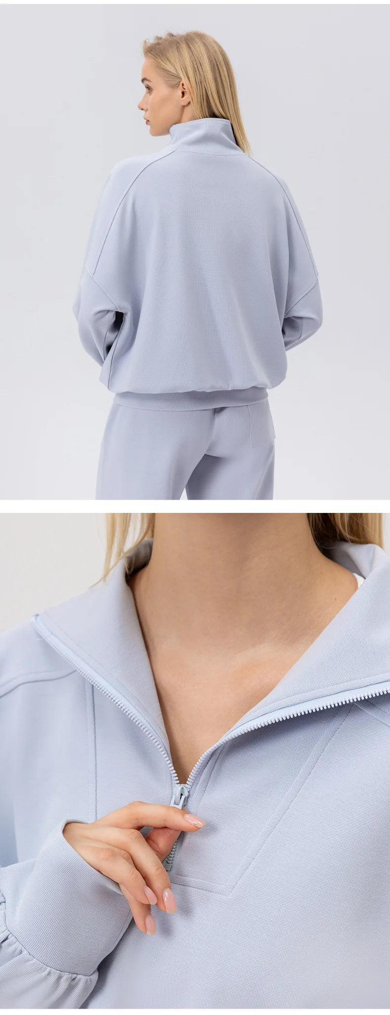 Autumn and Winter New Exercise Sweatshirt Women's Half Long-sleeve Zipper Loose Outdoor Casual Running Sportswear