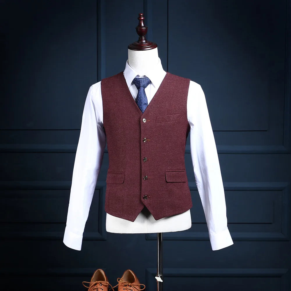 News Latest Design Custom Made Burgundy Slim Fit Men Coat Pant Men Suit 3 Pieces (Coat+Pants+Vest) NA18 Wine Red Mens Tuxedos