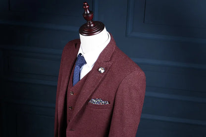 News Latest Design Custom Made Burgundy Slim Fit Men Coat Pant Men Suit 3 Pieces (Coat+Pants+Vest) NA18 Wine Red Mens Tuxedos
