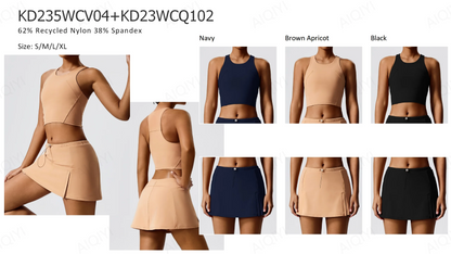 Two-Piece Double-Sided Brushed Sportswear Set Breathable Yoga Wear for Outdoor Running & Exercise Solid Pattern Fitness Apparel