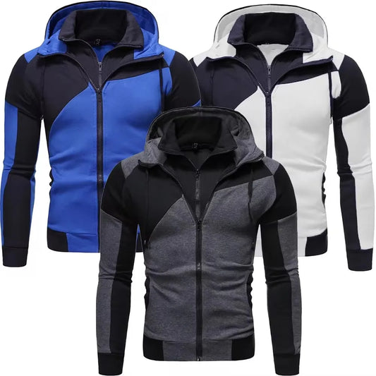 M-3XL Men Hooded Fleece Zip Hoodie Men Thick Solid Color Sweatshirt Mens Casual Hoodies Sportswear Hooded Sweatshirts