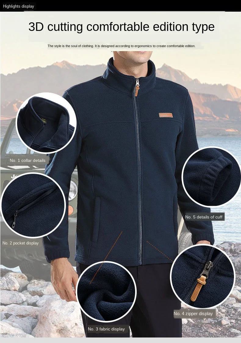 Men's clothing Coat Men Thicken Warm Army Fleece Jacket Patchwork Multi Pockets Polartec Men's Jacket and Coats windbreaker men