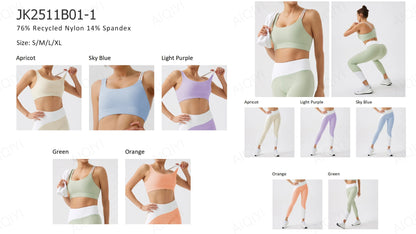 Two-Piece Double-Sided Brushed Sportswear Set Breathable Yoga Wear for Outdoor Running & Exercise Solid Pattern Fitness Apparel