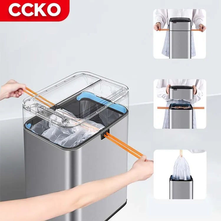 15/20 Liter Stainless Steel Electric Trash Can Smart Dustbin Kitchen Sensor Rubbish Bin Touchless Waste Bins for Office Bathroom