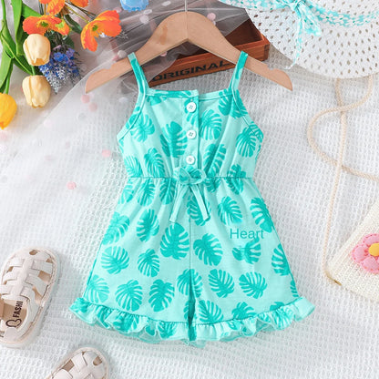 2025 New Girls' Casual Printed Pants Cute Floral Baby Pants European and American Cross-Border Made From Worsted Fabric