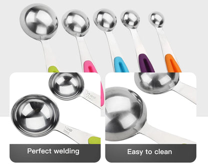 5/10Pcs Stainless Steel Measuring Set Stackable Measuring Cups Measuring Spoons Set For Kitchen Tea Coffee Baking Measuring Tool