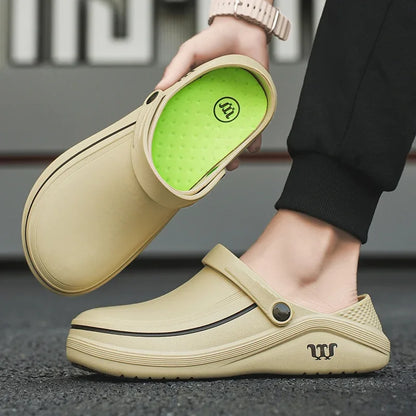 Men's Casual Clogs Shoes Waterproof and Oil-Proof Low-Top Non-Slip Chef Shoes Doctor & Nurse Work Sandals