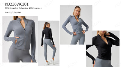 Two-Piece Double-Sided Brushed Sportswear Set Breathable Yoga Wear for Outdoor Running & Exercise Solid Pattern Fitness Apparel