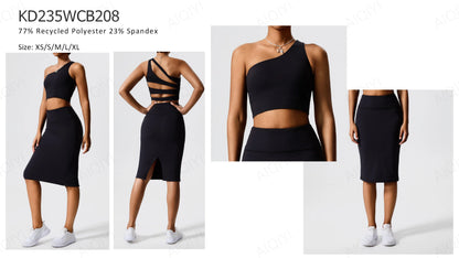 Two-Piece Double-Sided Brushed Sportswear Set Breathable Yoga Wear for Outdoor Running & Exercise Solid Pattern Fitness Apparel