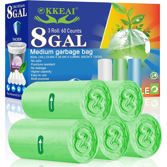 30L Trash Bags 8 Gallon Medium Garbage Bags Thicker 0.98 MIL Trash Can Liners Bags Wastebasket Liners for Kitchen,Office, Garden