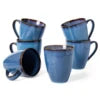 Coffee Mugs Set of 6, 17 OZ Large Ceramic Blue Coffee Mugs Set with Handle for Tea Latte Milk Cocoa Cappuccino (Starry Blue)