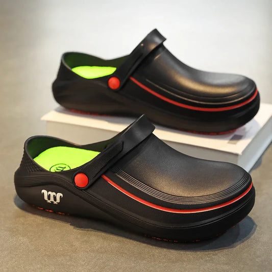 Men's Casual Clogs Shoes Waterproof and Oil-Proof Low-Top Non-Slip Chef Shoes Doctor & Nurse Work Sandals