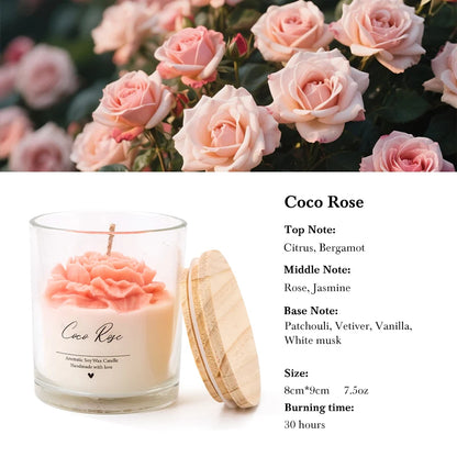AIKUN 7.5oz Handmade Soy Wax Smokeless Aromatherapy Green Succulent Scented Candle for Desk Decor & Zen Garden Gift Set