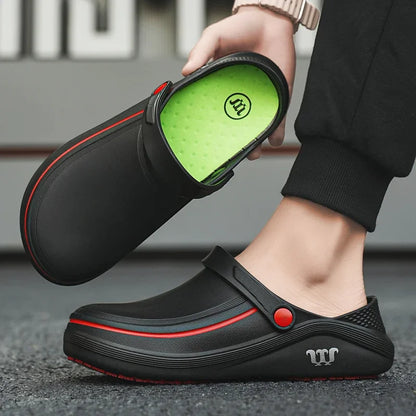 Men's Casual Clogs Shoes Waterproof and Oil-Proof Low-Top Non-Slip Chef Shoes Doctor & Nurse Work Sandals