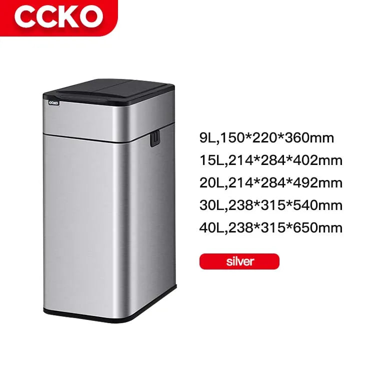 15/20 Liter Stainless Steel Electric Trash Can Smart Dustbin Kitchen Sensor Rubbish Bin Touchless Waste Bins for Office Bathroom