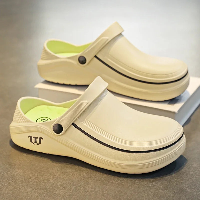 Men's Casual Clogs Shoes Waterproof and Oil-Proof Low-Top Non-Slip Chef Shoes Doctor & Nurse Work Sandals