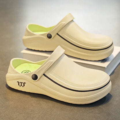 Men's Casual Clogs Shoes Waterproof and Oil-Proof Low-Top Non-Slip Chef Shoes Doctor & Nurse Work Sandals