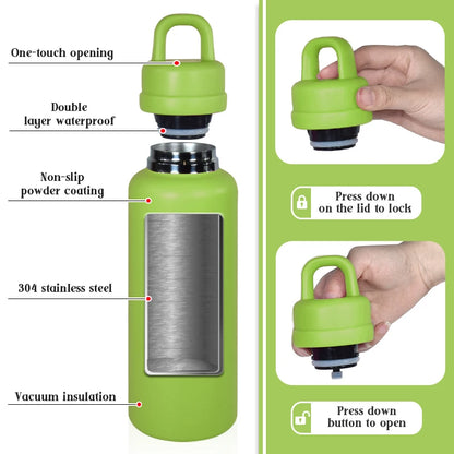 26oz Double-Walled Stainless Steel Tumbler US Warehouse Leak-Proof One-Touch Opening for Outdoor Camping Thermal Water Bottle