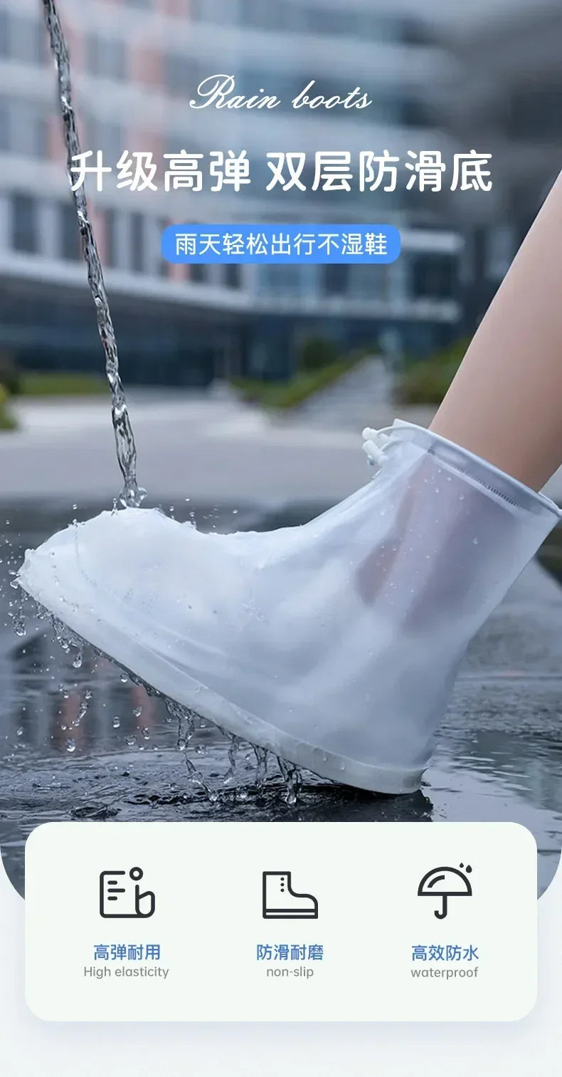 1 Pair Waterproof Shoe Covers Non-slip Reusable Rain Snow Boot Women Men PVC Outdoor Rainy Reusable Quality Non-slip Shoe Cover