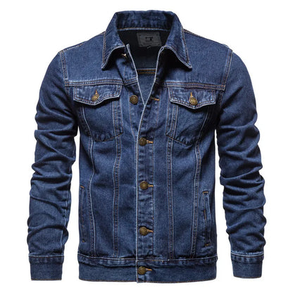 Men Denim Coat Casual Coats Turn Down Collar Full Sleeve Jackets Single Breasted Regular Pocket Button Jacket Splice Autumn