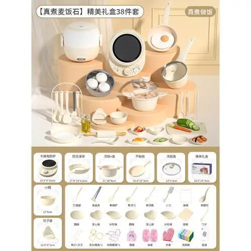Mini Kitchenette Children'S Educational Toys Boy And Girl Pretend Play Kitchenette Full Set Real Cooking  Chidren Birthday Gifts