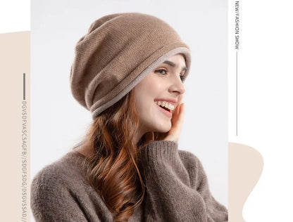 Winter Women Curled Knit Hat Fashion Cold Hat Warm Pile Hat Big Head Round Ear Protector Hat Puller Hat