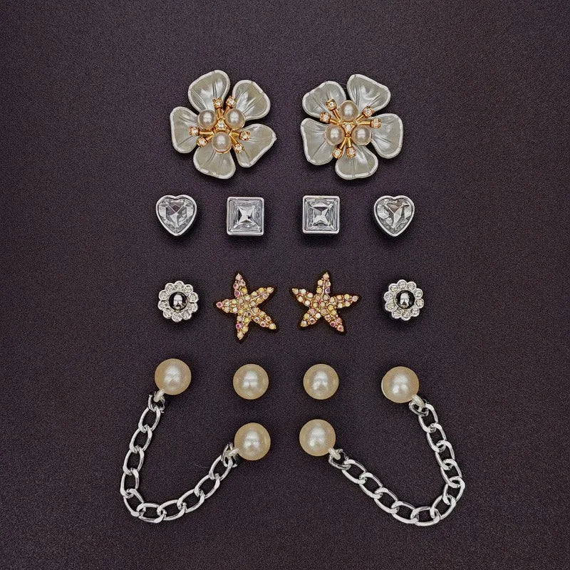 Summer Floral Starfish Shoe Charms for Crocs Garden Pins DIY Sandals Shoes Decorations Beach Slipper Accessories Party Women Set
