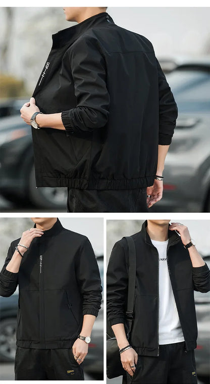 Men's Coat 2025 Spring Autumn Mens Jackets Hip Hop Street Thin Coat Sports Black Loose Windbreaker Men Clothing Men's Coat