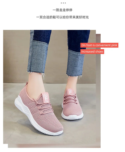 Women's shoes 2025 mesh breathable comfortable sports shoes soft sole lightweight fashion casual shoes