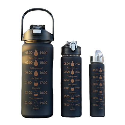 3PCS Leakproof Water Bottles with Times to Drink and Straw Motivational Drinking Sports Water Bottle for Fitness Gym Outdoor