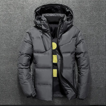 Men's Coat Windproof White Duck Down Jacket Men Winter Removable Cap Parkas Solid Color Outdoor Casual Hooded Overcoat Clothes