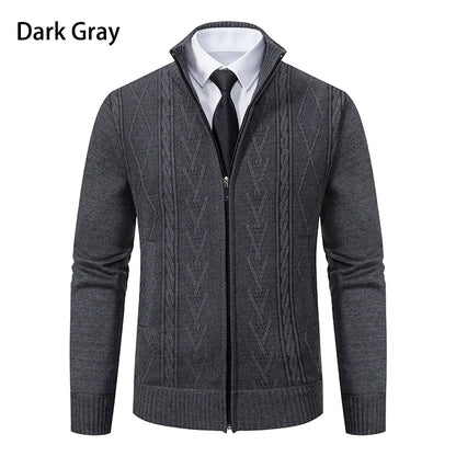 2025 Men's Knitted Sweater Coat Autumn Winter New Fashion Cashmere Padded Warm Casual