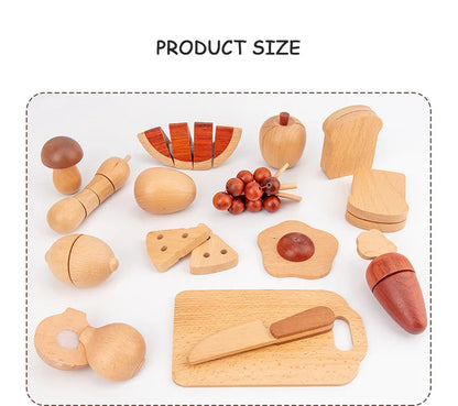 Natural Wood Children's Preschool Toys Fruits And Vegetables Simulation Play House Kitchenware Cognitive Wooden Model Toys