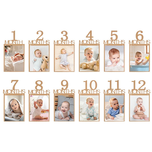 Baby 1st Birthday Decoration Photo Banner 12Months Photo Props Boy Girl One Year First Birthday Party Photograph Bunting Garland