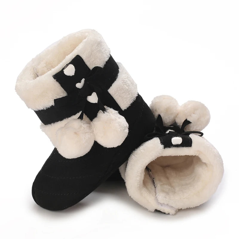 Winter Baby Cotton Shoes for Girls Plush and Thick Insulation Snow Boots Soft Soles Foot Protection Walking Shoes