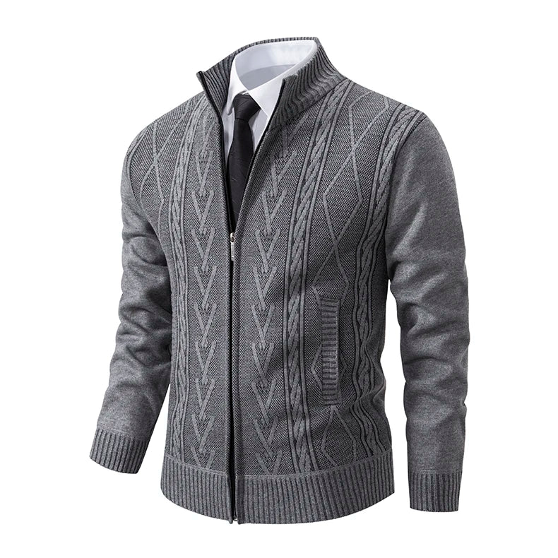 2025 Men's Knitted Sweater Coat Autumn Winter New Fashion Cashmere Padded Warm Casual