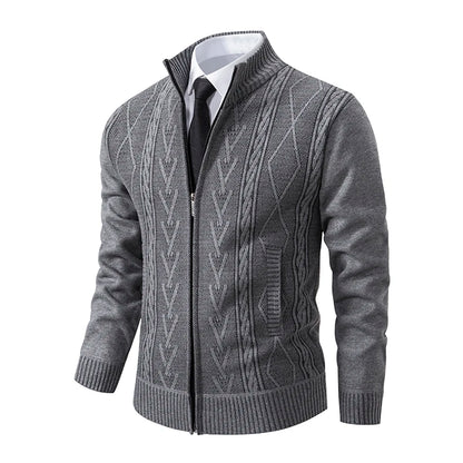 2025 Men's Knitted Sweater Coat Autumn Winter New Fashion Cashmere Padded Warm Casual