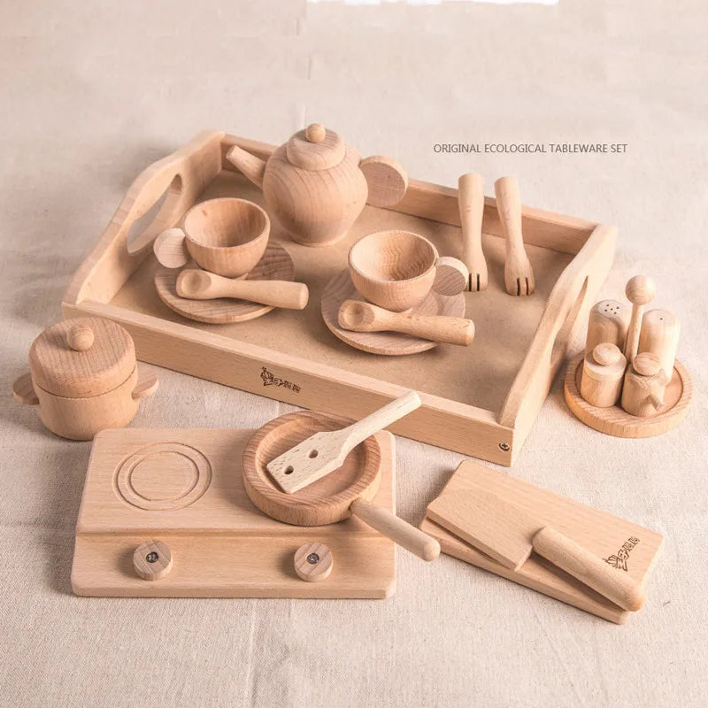 Natural Wood Children's Preschool Toys Fruits And Vegetables Simulation Play House Kitchenware Cognitive Wooden Model Toys