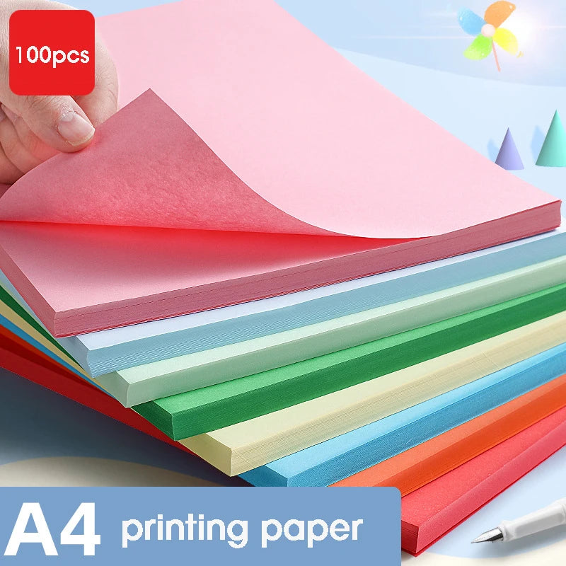 100 Pieces of 80g Draft Paper A4 Copy Paper White Pink Green Blue Red Printer Paper Office Paper Practice Paper for Student