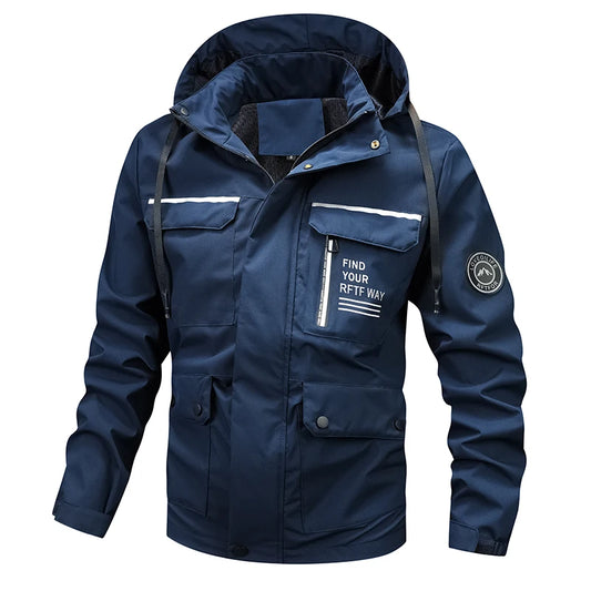 Men's Jacket 2024 Spring and Autumn Solid Colour Mountain System Outdoor Mountaineering Work Coat Men's Waterproof Stormcoat