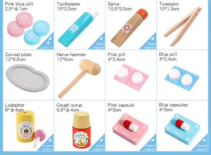 Children's wooden makeshift home simulation medicine box doctor set nurse boy girl baby role-playing toy