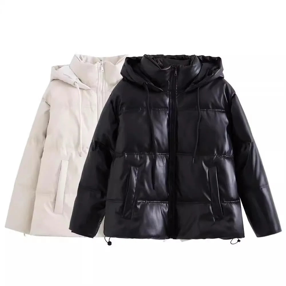 Women's Winter Cold Coat Promotion Women Elegant Hooded Anorak Cotton Jacket Warm Parkas Overcoat Female Black White Clothing