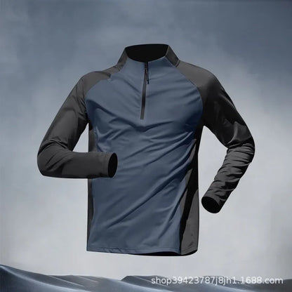 Men's Quick-Dry Sports Set Autumn Track and Field Zipper Training Running Fitness Long-Sleeve Shirts for Cycling Gym Wear Men